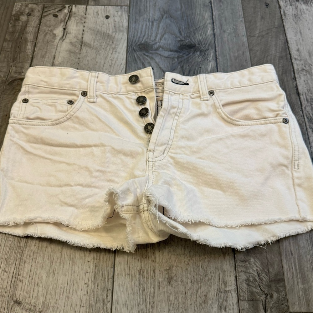 Free People Denim Cut-Off Button Fly Shorts Size 28 Distressed